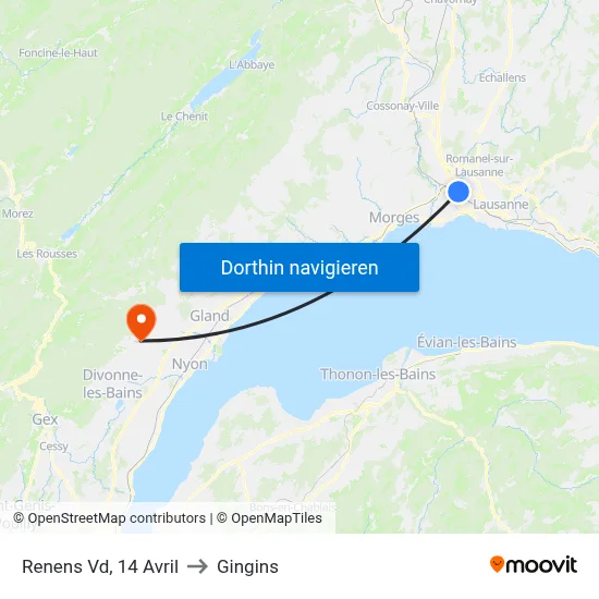 Renens Vd, 14 Avril to Gingins map