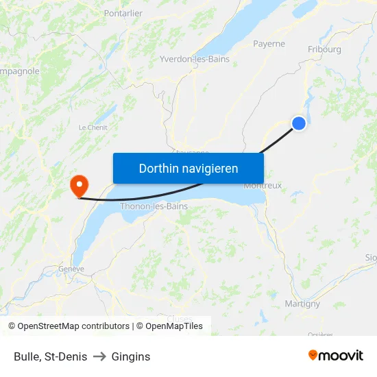 Bulle, St-Denis to Gingins map