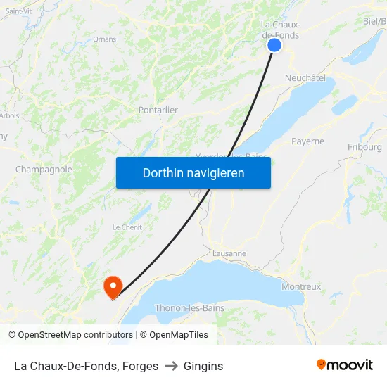 La Chaux-De-Fonds, Forges to Gingins map