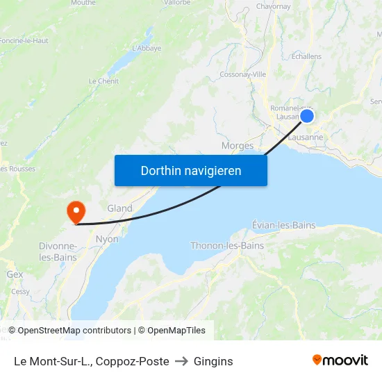Le Mont-Sur-L., Coppoz-Poste to Gingins map