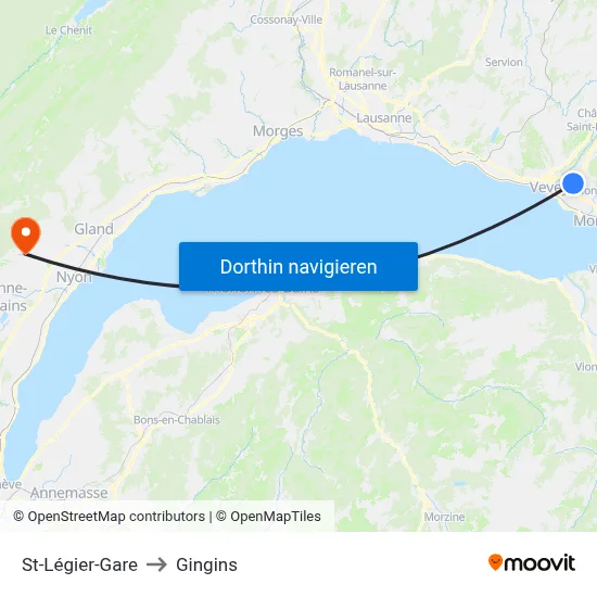 St-Légier-Gare to Gingins map