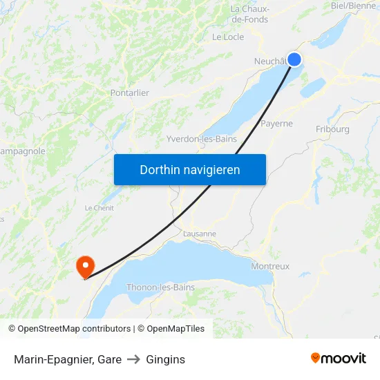 Marin-Epagnier, Gare to Gingins map
