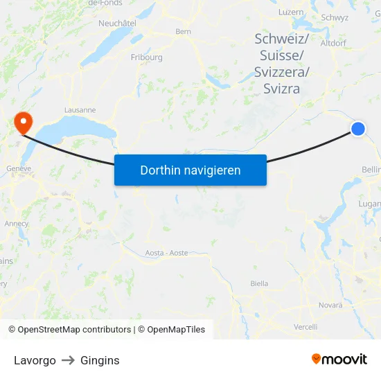 Lavorgo to Gingins map