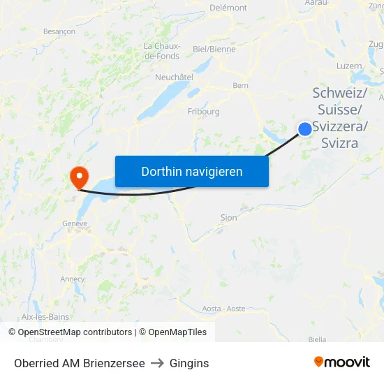 Oberried AM Brienzersee to Gingins map