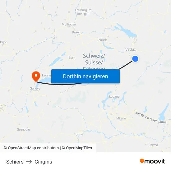 Schiers to Gingins map