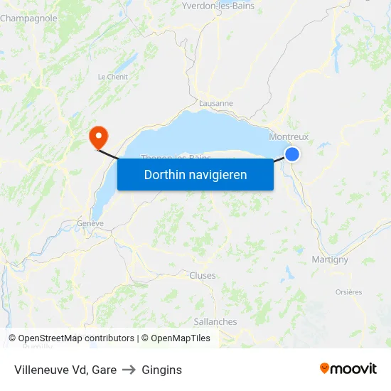 Villeneuve Vd, Gare to Gingins map