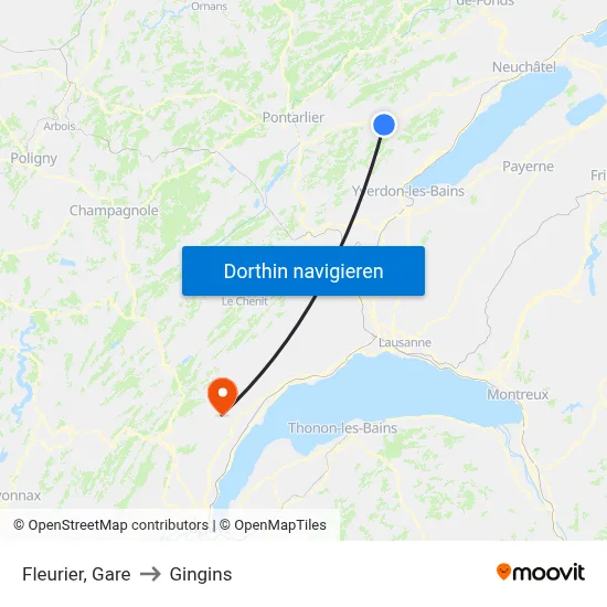 Fleurier, Gare to Gingins map