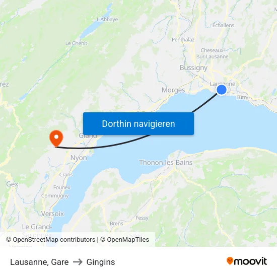 Lausanne, Gare to Gingins map