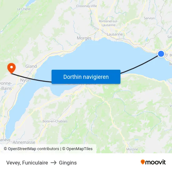 Vevey, Funiculaire to Gingins map
