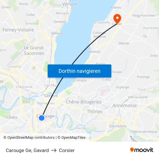 Carouge Ge, Gavard to Corsier map
