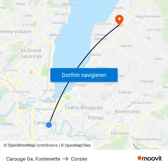 Carouge Ge, Fontenette to Corsier map