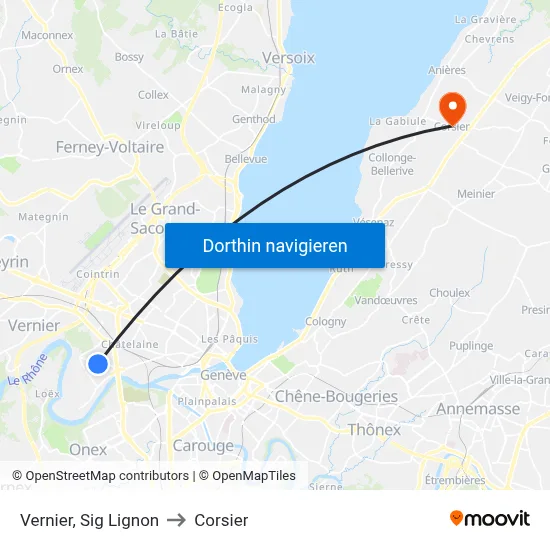 Vernier, Sig Lignon to Corsier map