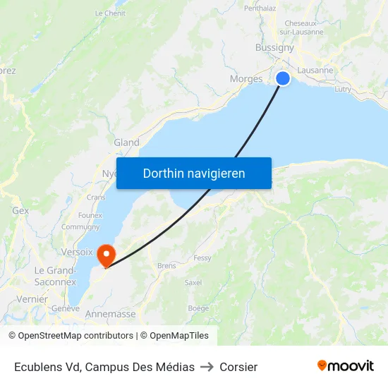 Ecublens Vd, Campus Des Médias to Corsier map