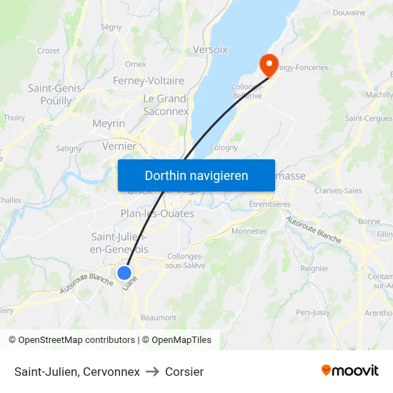 Saint-Julien, Cervonnex to Corsier map
