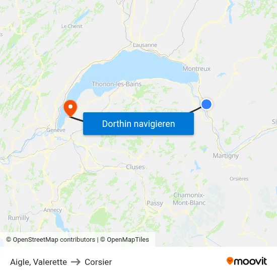 Aigle, Valerette to Corsier map