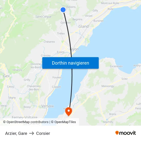 Arzier, Gare to Corsier map