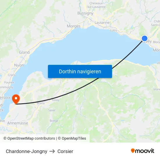 Chardonne-Jongny to Corsier map