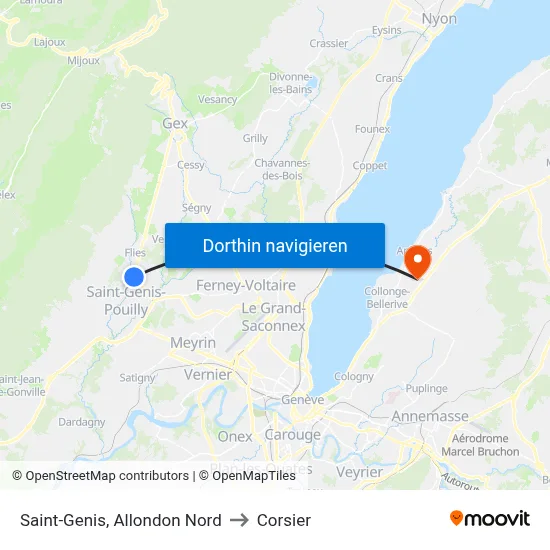Saint-Genis, Allondon Nord to Corsier map