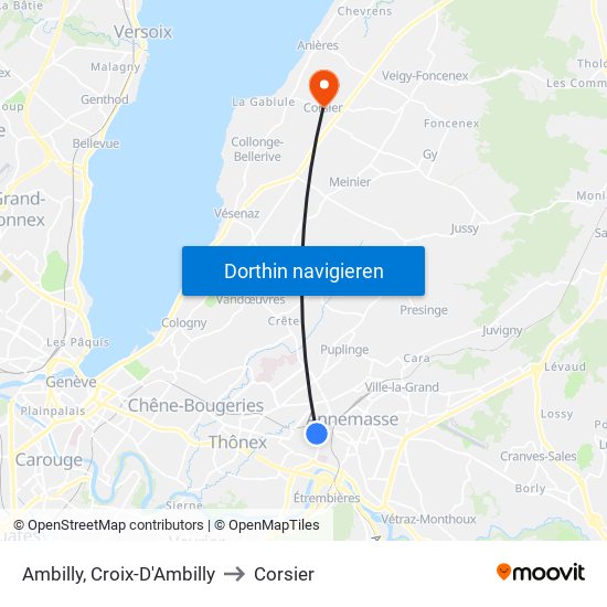 Ambilly, Croix-D'Ambilly to Corsier map