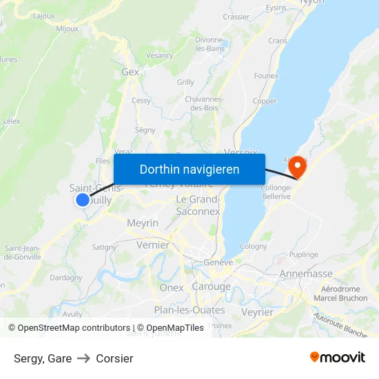 Sergy, Gare to Corsier map