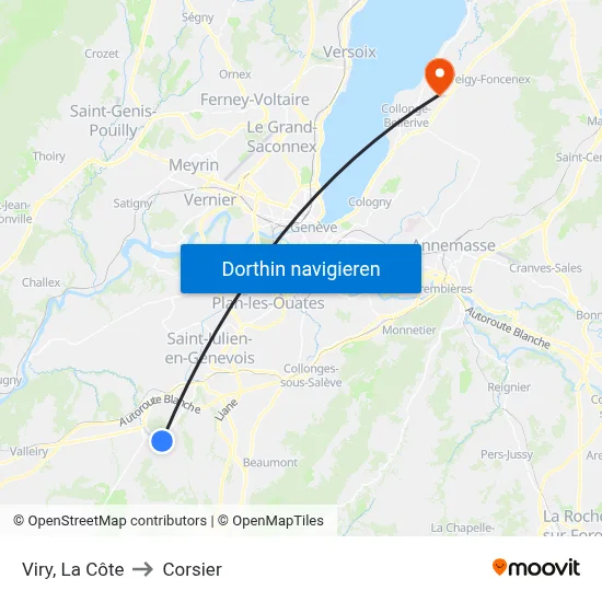 Viry, La Côte to Corsier map