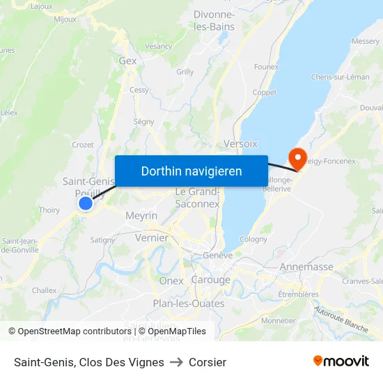 Saint-Genis, Clos Des Vignes to Corsier map