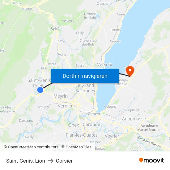 Saint-Genis, Lion to Corsier map