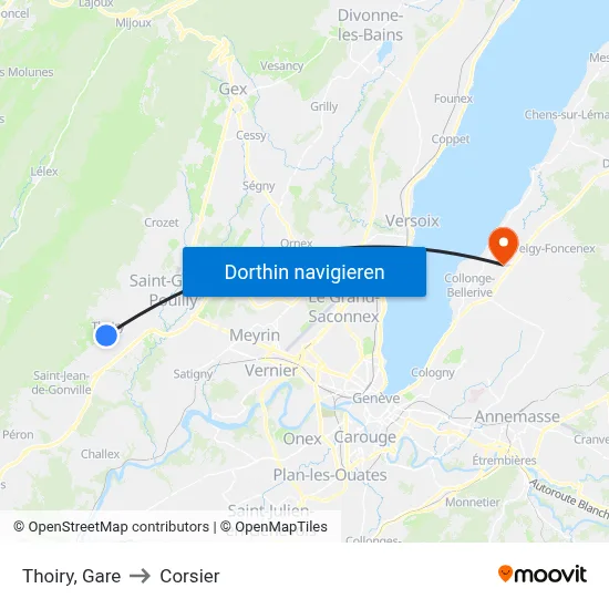 Thoiry, Gare to Corsier map