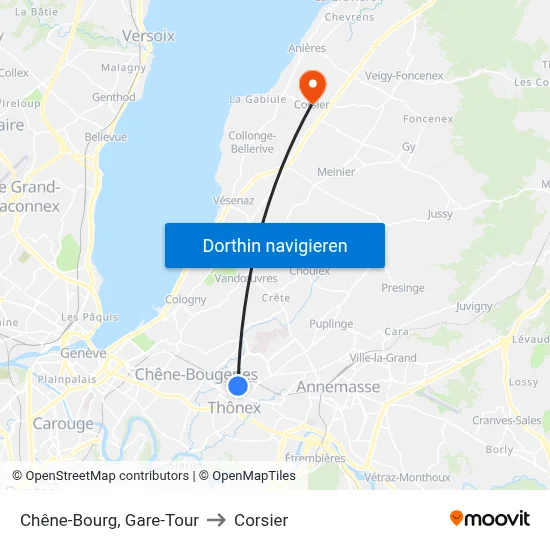 Chêne-Bourg, Gare-Tour to Corsier map