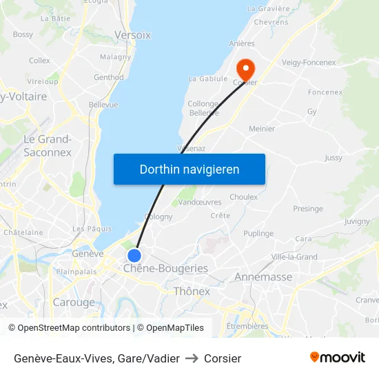 Genève-Eaux-Vives, Gare/Vadier to Corsier map