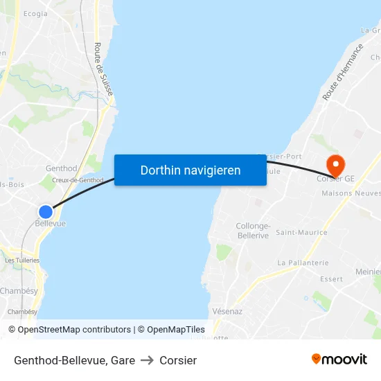 Genthod-Bellevue, Gare to Corsier map