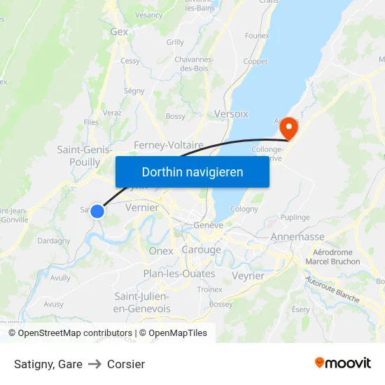 Satigny, Gare to Corsier map