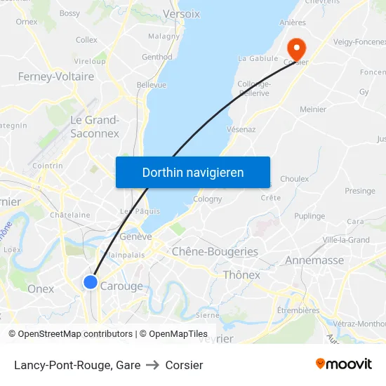 Lancy-Pont-Rouge, Gare to Corsier map