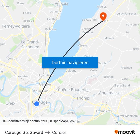 Carouge Ge, Gavard to Corsier map