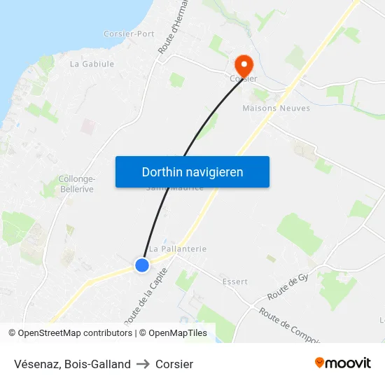 Vésenaz, Bois-Galland to Corsier map