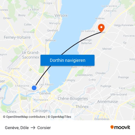 Genève, Dôle to Corsier map