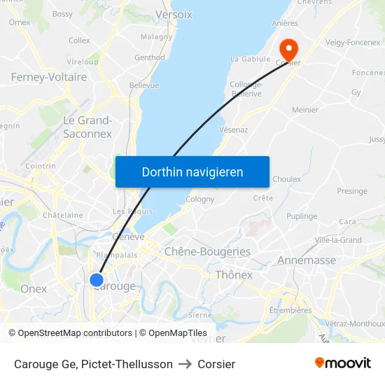 Carouge Ge, Pictet-Thellusson to Corsier map