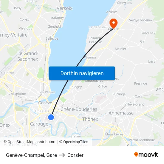 Genève-Champel, Gare to Corsier map
