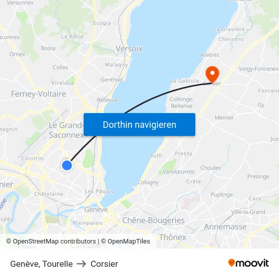 Genève, Tourelle to Corsier map
