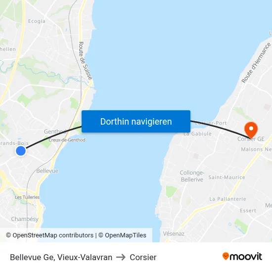 Bellevue Ge, Vieux-Valavran to Corsier map