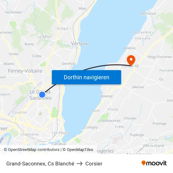 Grand-Saconnex, Cs Blanché to Corsier map