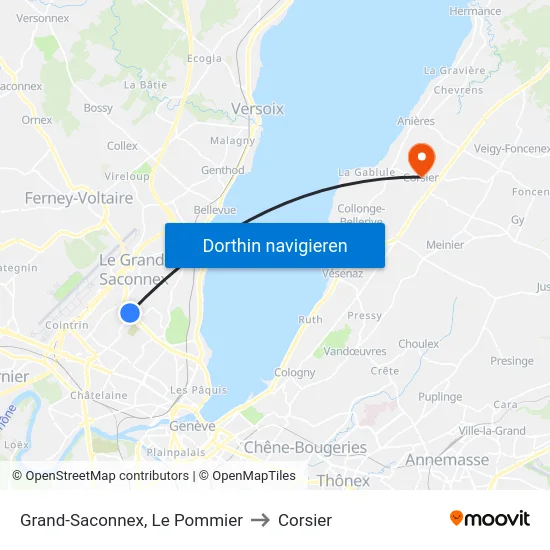 Grand-Saconnex, Le Pommier to Corsier map