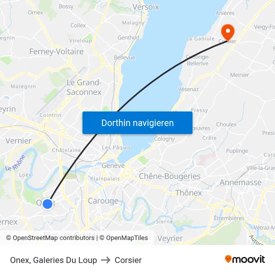 Onex, Galeries Du Loup to Corsier map