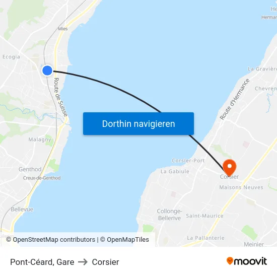 Pont-Céard, Gare to Corsier map