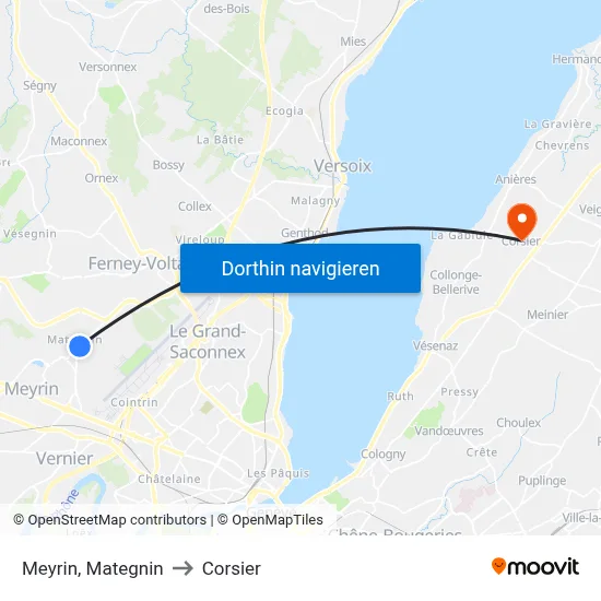 Meyrin, Mategnin to Corsier map