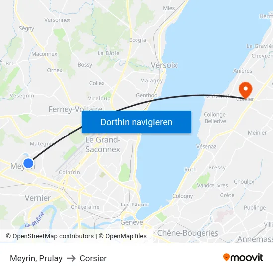 Meyrin, Prulay to Corsier map