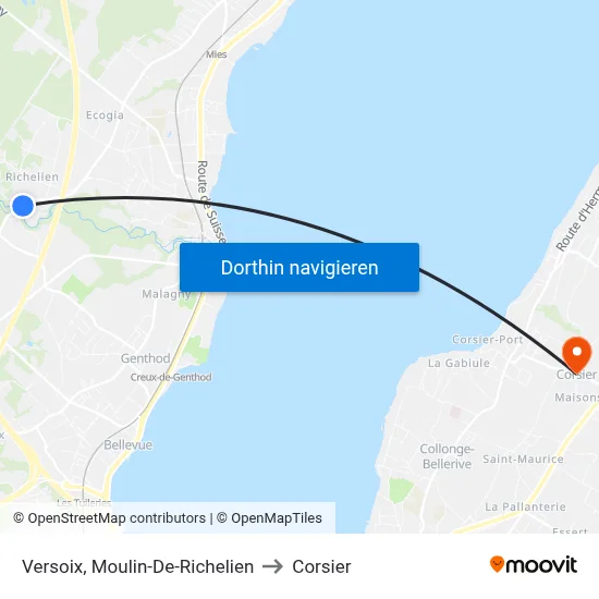 Versoix, Moulin-De-Richelien to Corsier map