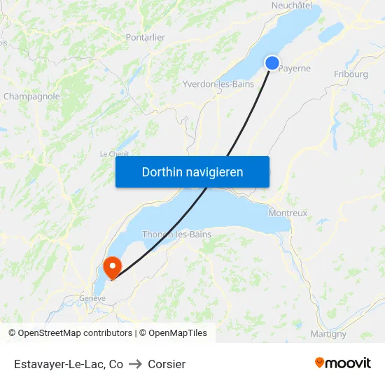 Estavayer-Le-Lac, Co to Corsier map