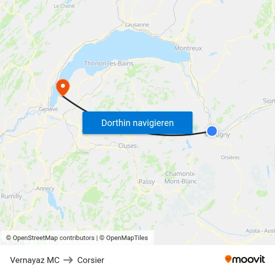Vernayaz MC to Corsier map