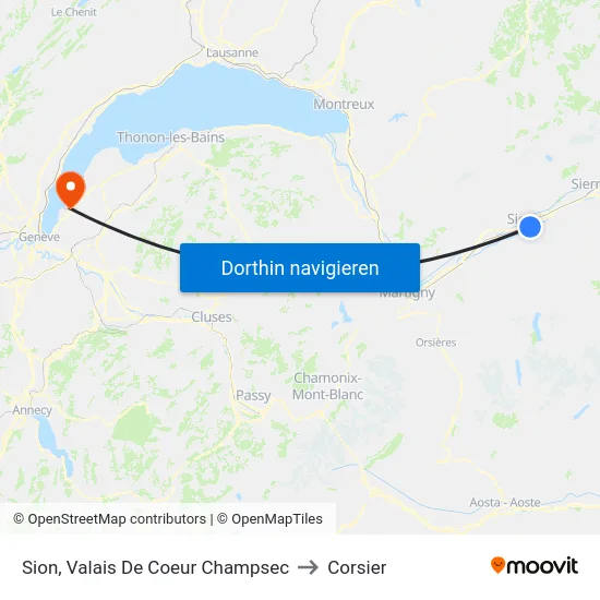 Sion, Valais De Coeur Champsec to Corsier map